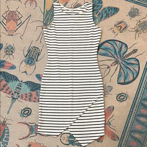 Iris Black and White Asymmetrical Striped Dress